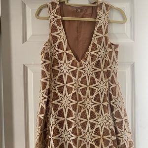 For love and lemons, tan and white star dress, size medium